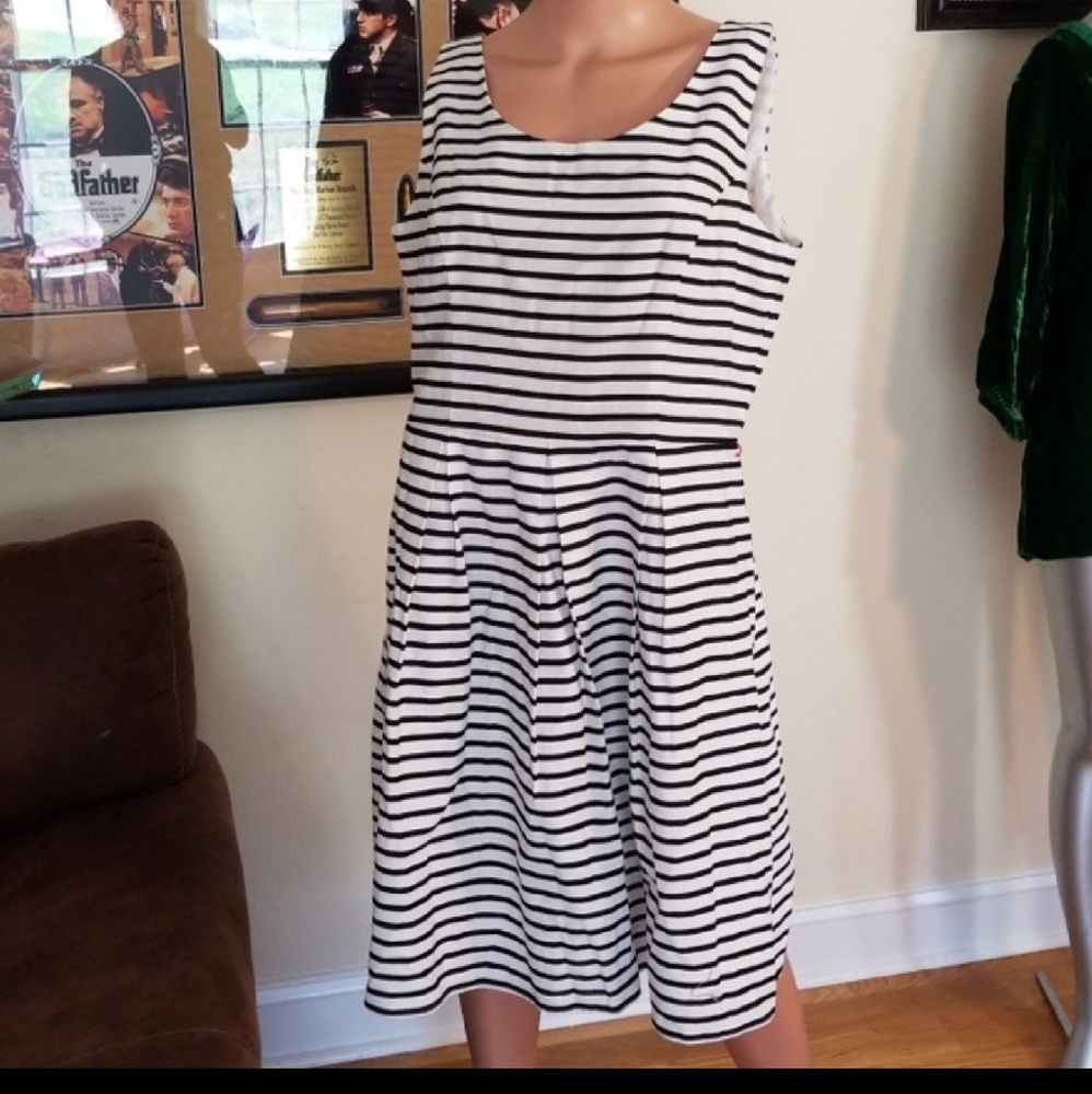 Tiana B. Black and White Striped Dress